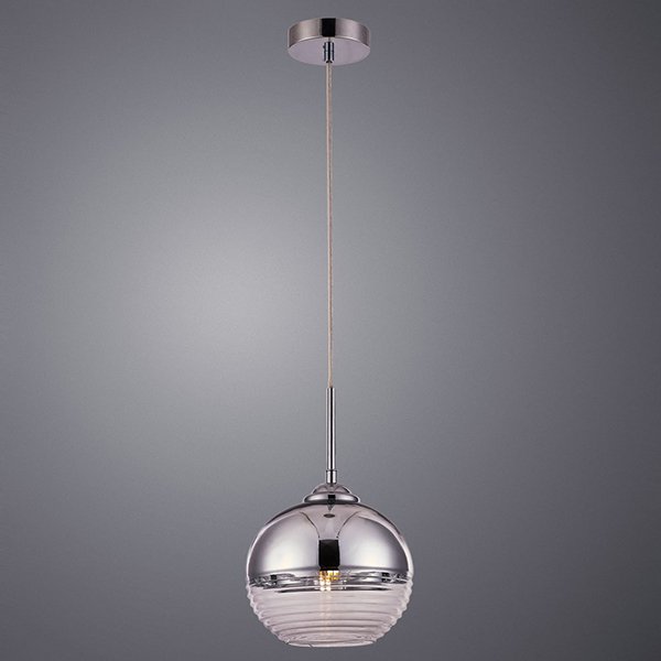 Подвесной светильник Arte Lamp Wave A7761SP-1CC, арматура хром, плафон стекло хром / прозрачное, 18х18 см