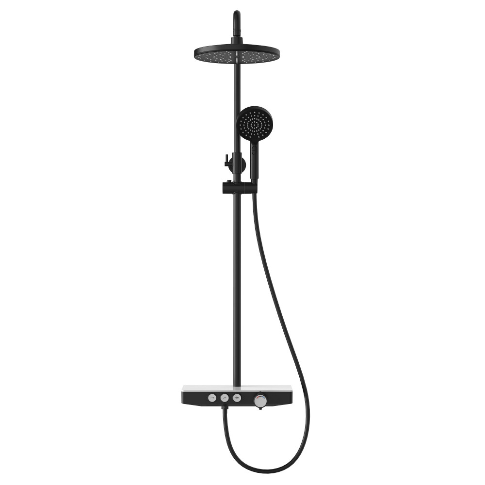 Душевая стойка Berges Morans 075002, с верхним душем, термостатическим смесителем, цвет черный матовый - фото 1