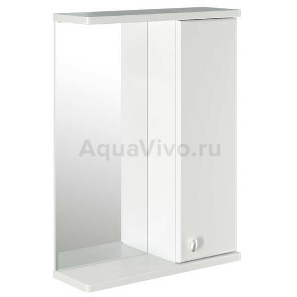 Шкаф-зеркало Mixline Норд 55x70, правый, цвет белый
