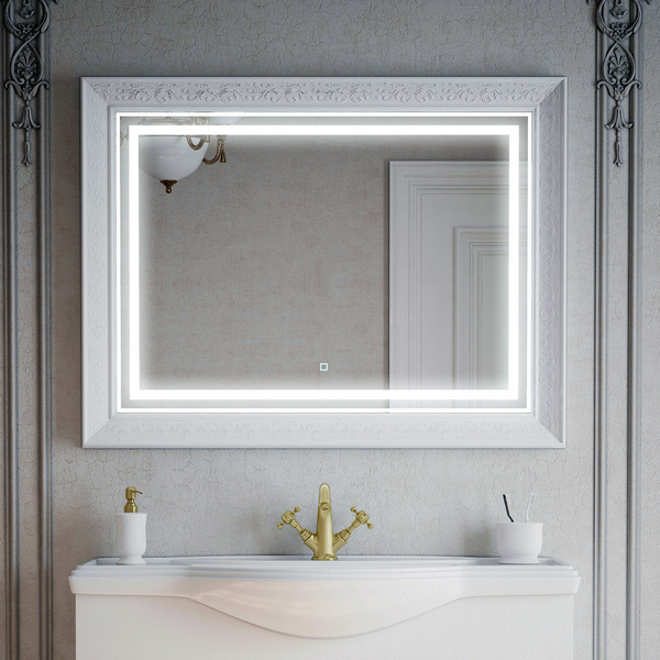 Зеркало Corozo Классика 120x80, с подсветкой и диммером, цвет белый
