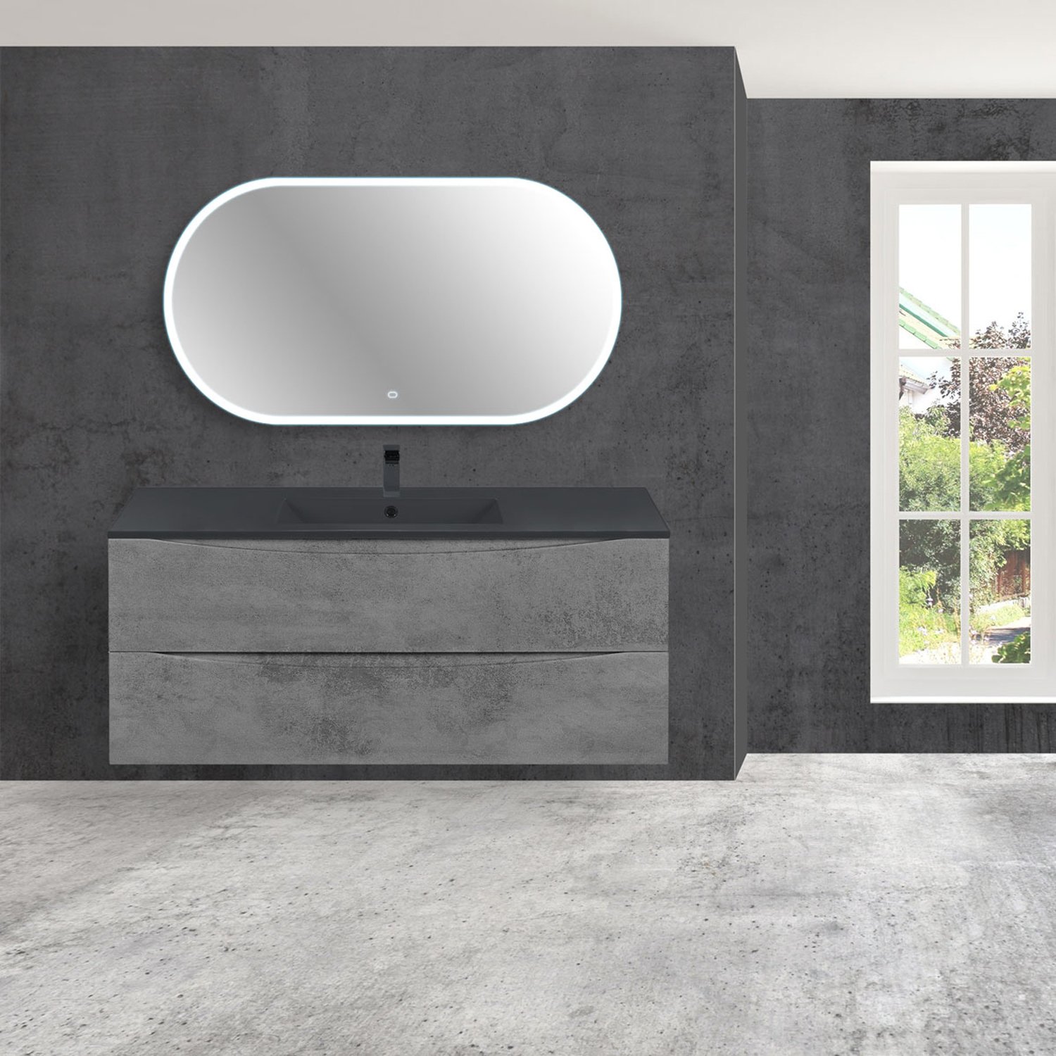 Мебель для ванной Vincea Mia 120, под фарфоровую раковину, цвет бетон - фото 1