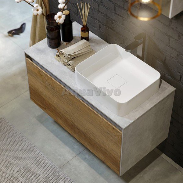 Мебель для ванной Aqwella Mobi 100, цвет бетон светлый/дуб балтийский - фото 1