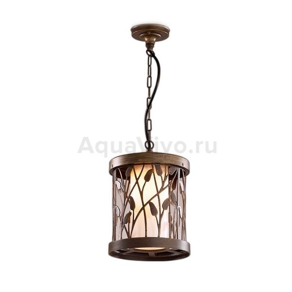 Уличный светильник подвесной Odeon Light Lagra 2287/1, арматура цвет коричневый, плафон/абажур стекло/металл, цвет белый/коричневый