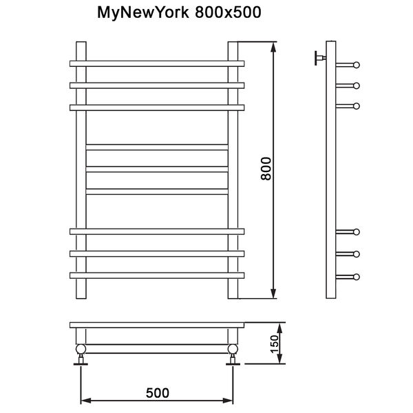 Полотенцесушитель MyFrea My New York 80x50 водяной, цвет хром - фото 1