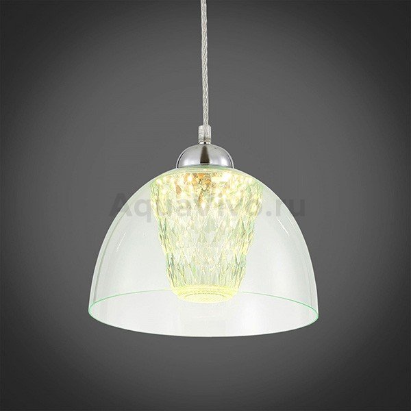Подвесной светильник Citilux Топаз CL717113, арматура хром, плафон стекло / полимер прозрачный / зеленый, 23х23 см - фото 1