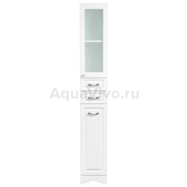 Шкаф-пенал Stella Polar Кармела 30, правый, стеклянный фасад, цвет ольха белый - фото 1