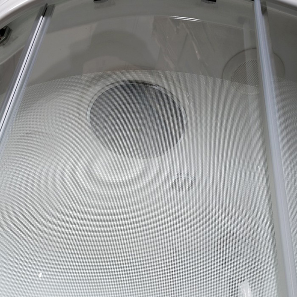 Душевая кабина Deto DM2090 90x90, стекло прозрачное с рисунком, профиль белый, с крышей - фото 1