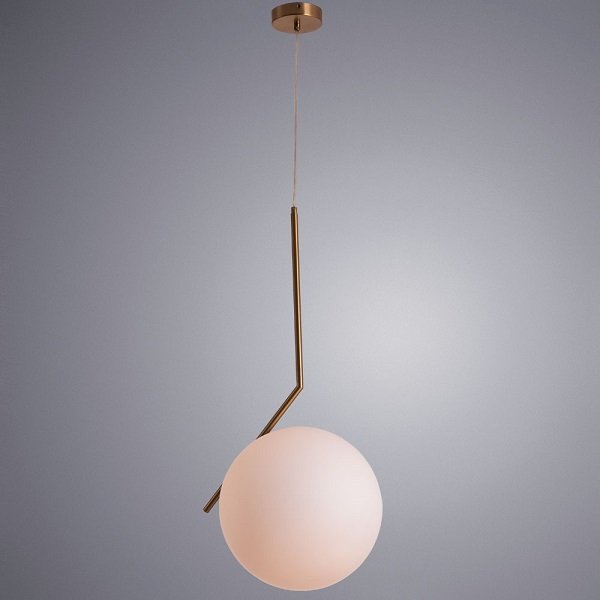 Подвесной светильник Arte Lamp Bolla-Unica A1921SP-1AB, арматура бронза, плафон стекло белое, 25х25 см - фото 1