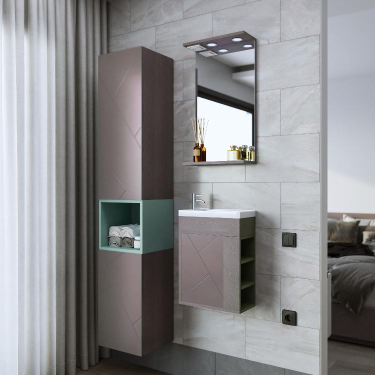 Мебель для ванной Бриклаер Кристалл Софт 40, цвет графит / ясень анкор темный