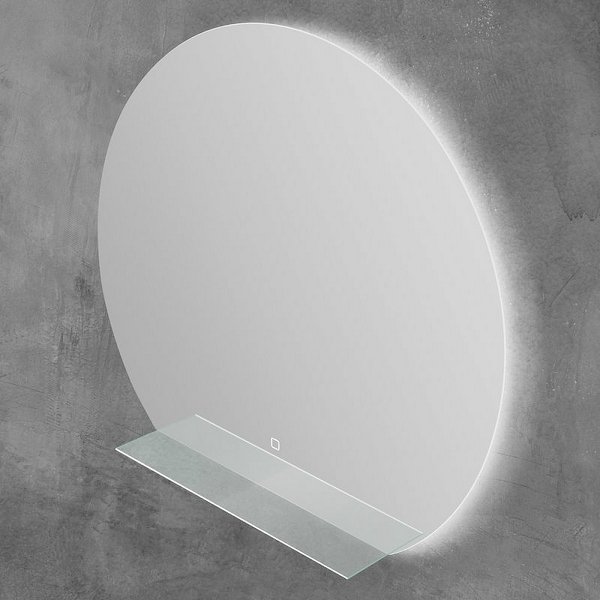 Зеркало Belbagno SPC-RNG-90-LED-TCH-MENS 90x90, с полкой, светильником и сенсорным выключателем - фото 1