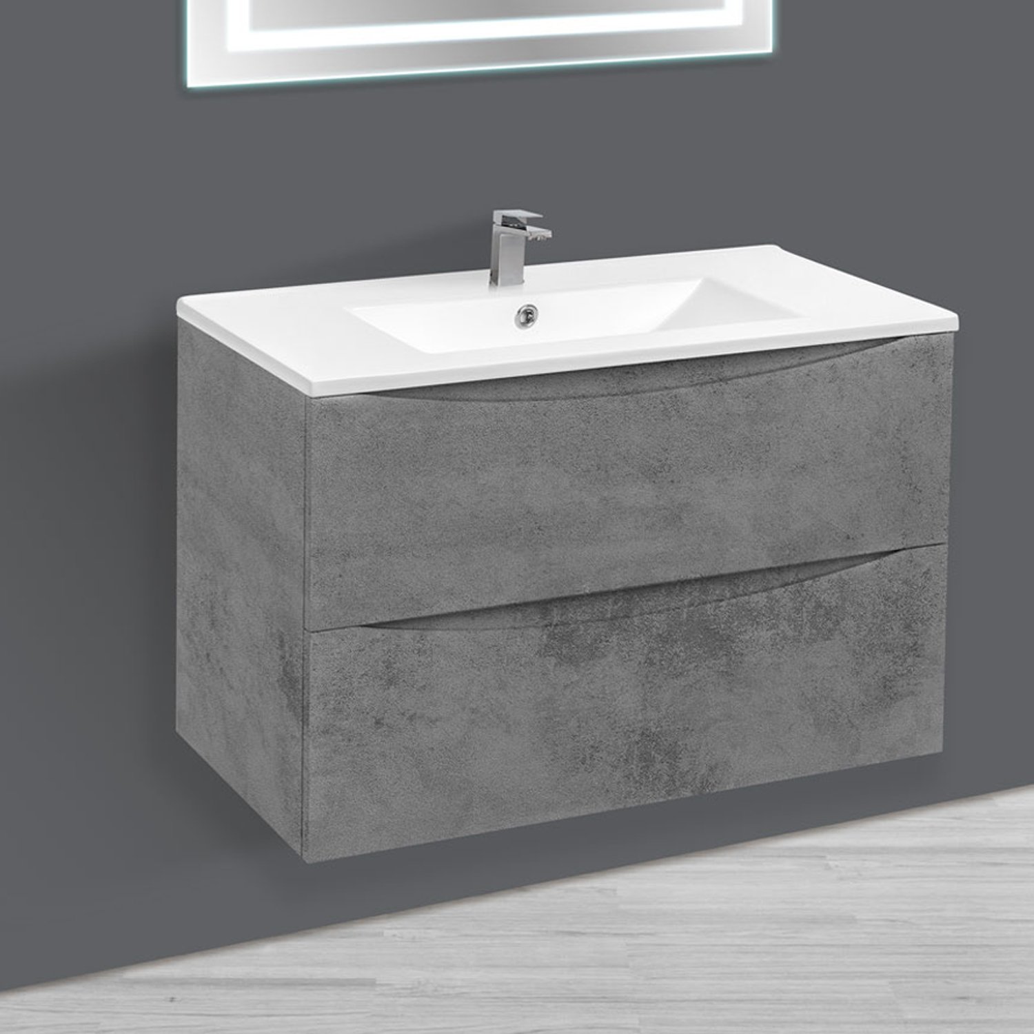 Мебель для ванной Vincea Mia 80, под фарфоровую раковину, цвет бетон - фото 1
