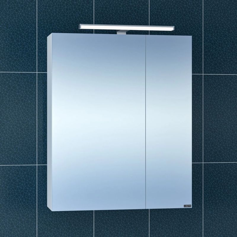 Шкаф-зеркало Санта Стандарт 60 с подсветкой, цвет белый - фото 1