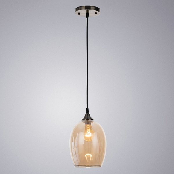Подвесной светильник Arte Lamp Propus A4344SP-1AB, арматура бронза, плафон стекло янтарное, 17х17 см