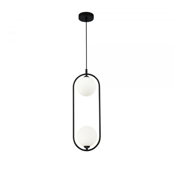 Подвесной светильник Maytoni Ring MOD013PL-02B, арматура черная, плафон стекло белое