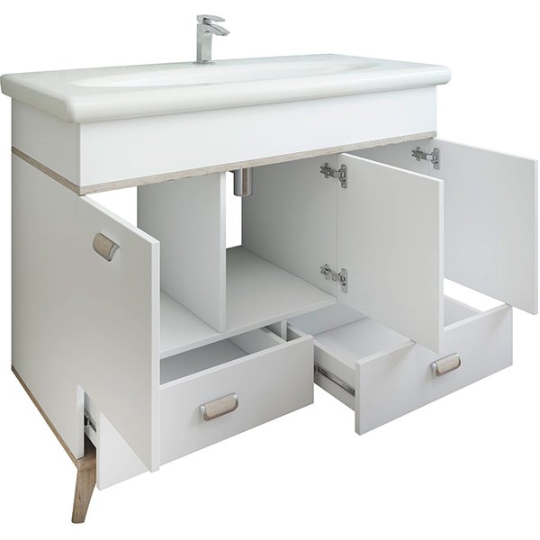 Мебель для ванной Sanflor Бруно 105, цвет белый матовый / орегон - фото 1
