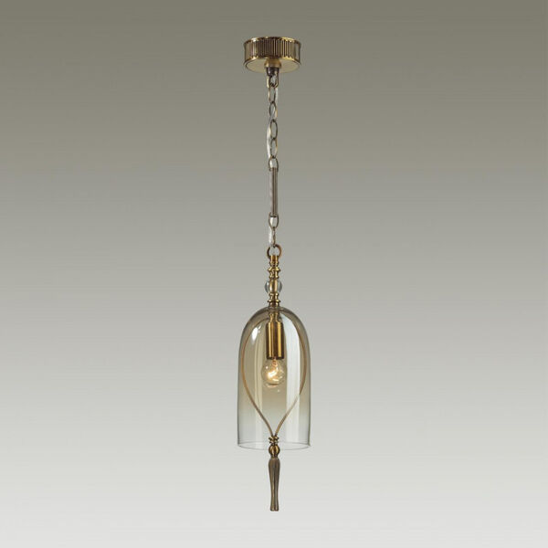 Подвесной светильник Odeon Light Bell 4892/1, арматура бронза, плафон стекло коричневое - фото 1