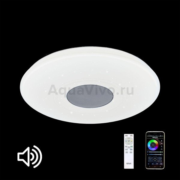 Потолочная люстра Citilux Light & Music CL703M61, с Bluetooth, арматура белая, плафон полимер матовый белый, 50х50 см