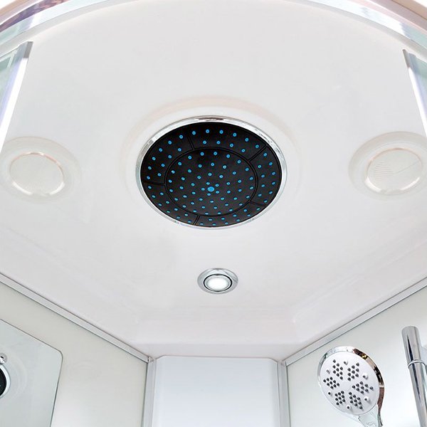 Душевая кабина Deto EM4590 90x90, стекло матовое с узором, профиль хром глянцевый, с гидромассажем, с сенсорным управлением, с крышей - фото 1