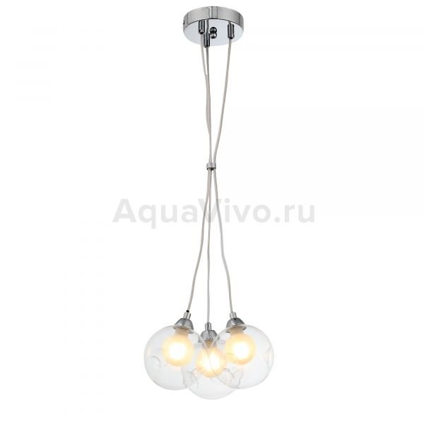 Подвесной светильник ST Luce Dualita SL431.113.03, арматура металл, цвет хром, плафон стекло, цвет прозрачный, белый