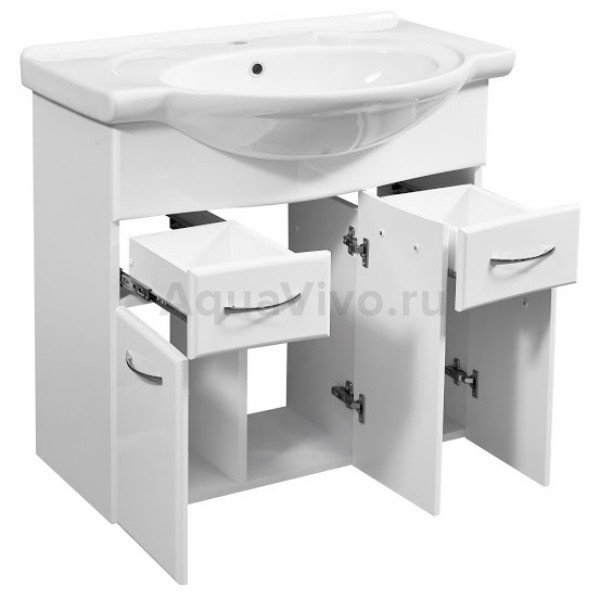 Мебель для ванной Stella Polar Концепт 80, 2 ящика, напольная, цвет белый