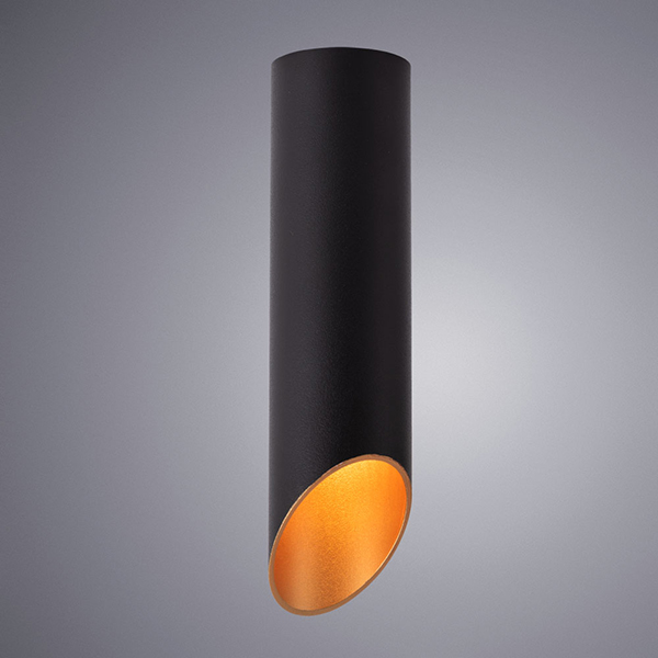 Потолочный светильник Arte Lamp Pilon A1535PL-1BK, арматура черная, плафон металл черный / золотой, 6х6 см - фото 1