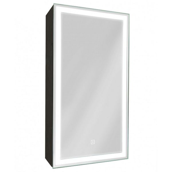 Шкаф-зеркало Art & Max Techno Nero 35, левый, с подсветкой и диммером, цвет черный