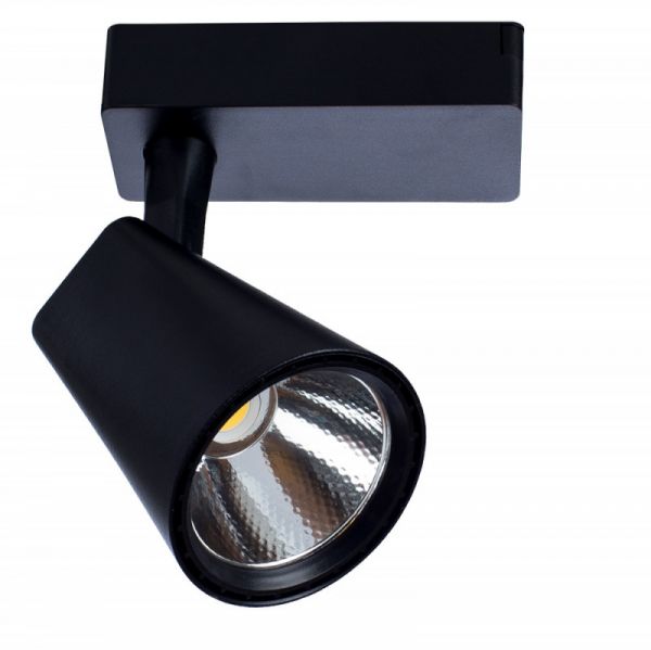 Трековый светильник Arte Lamp Amico A1820PL-1BK, арматура черная, плафон металл черный, 12х10 см