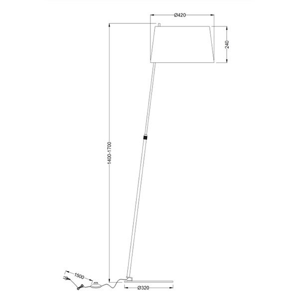 Торшер Maytoni Bergamo MOD613FL-01B, арматура хром / черный, плафон ткань серая, 42х42 см