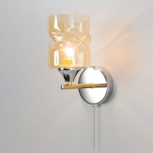 Бра Citilux Клод CL137312, арматура золото / хром, плафон стекло бежевое, 10х15 см - фото 1