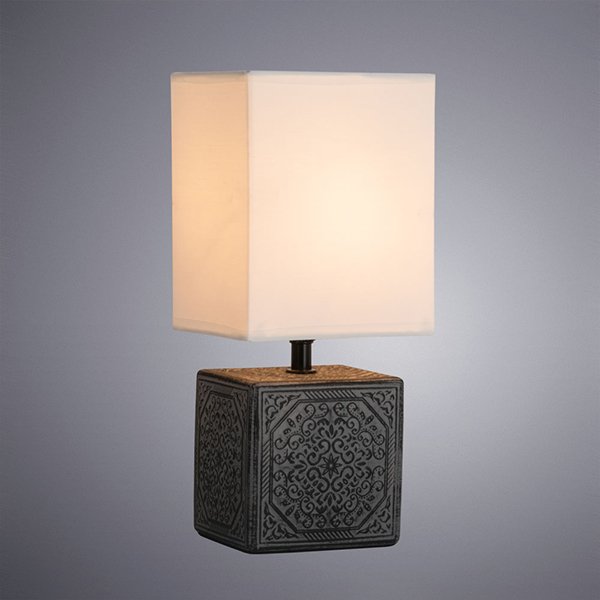 Настольная лампа Arte Lamp Fiori A4429LT-1BA, арматура черная, плафон ткань белая, 13х11 см - фото 1