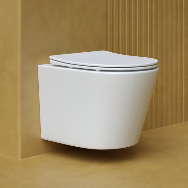 Унитаз Ceramica Nova Balearica Rimless CN6000MW подвесной, безободковый, с сиденьем микролифт, цвет белый матовый