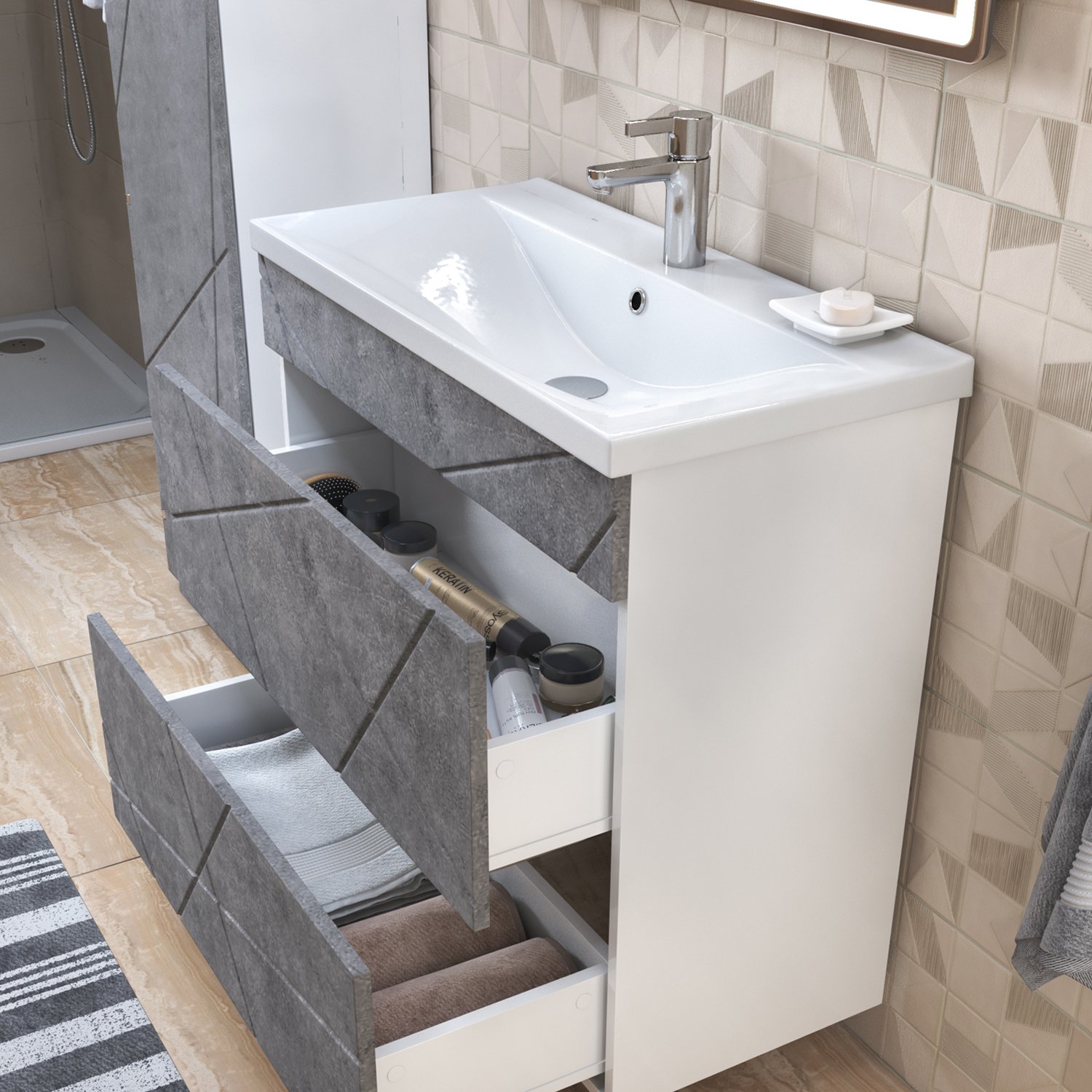 Мебель для ванной Vigo Geometry-2 80, цвет бетон
