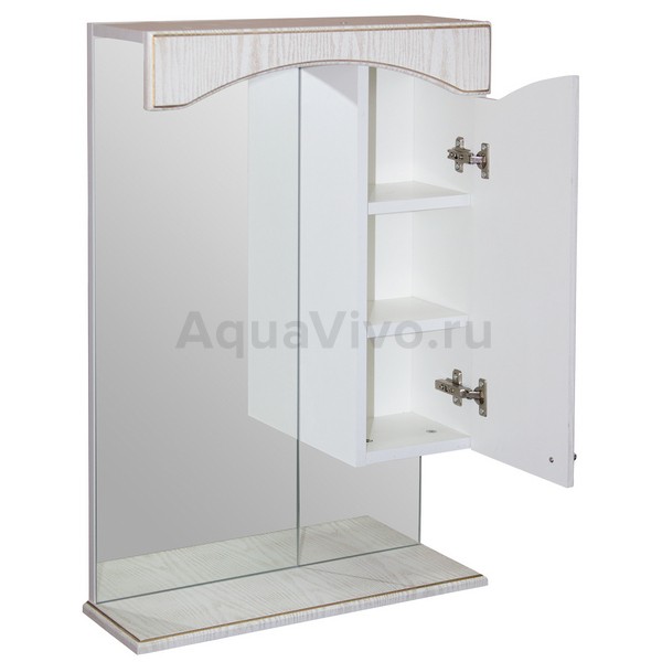Шкаф-зеркало Mixline Крит 60x80 с полочкой, цвет белый / патина золото - фото 1
