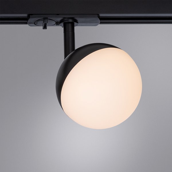 Трековый светильник Arte Lamp Virgo A4565PL-1BK, арматура черная, плафон пластик / металл белый / черный, 9х9 см - фото 1
