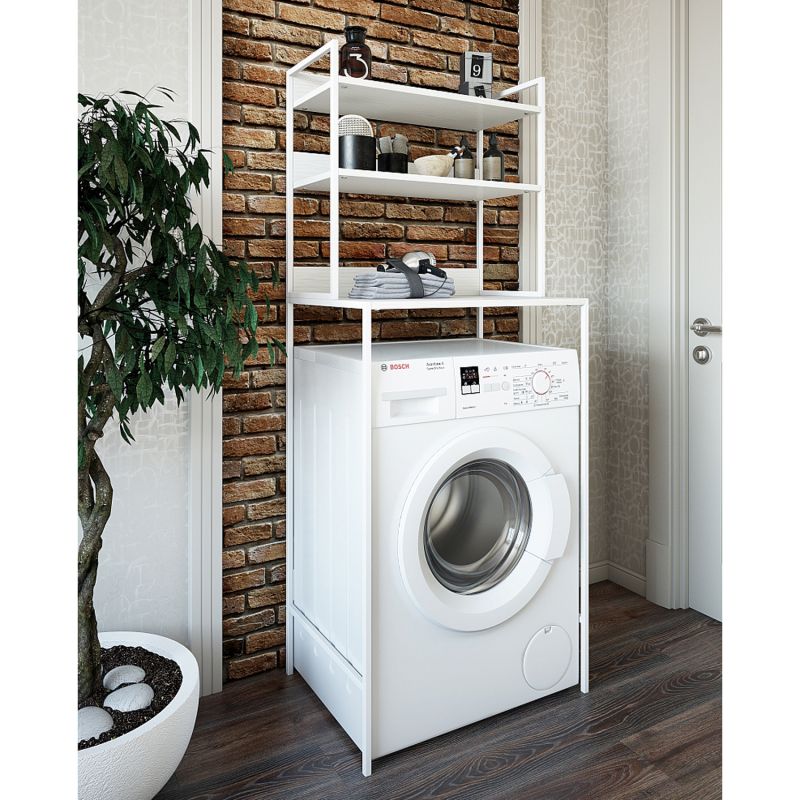 Стеллаж Sanflor 64 над стиральной машиной, цвет белый муар - фото 1