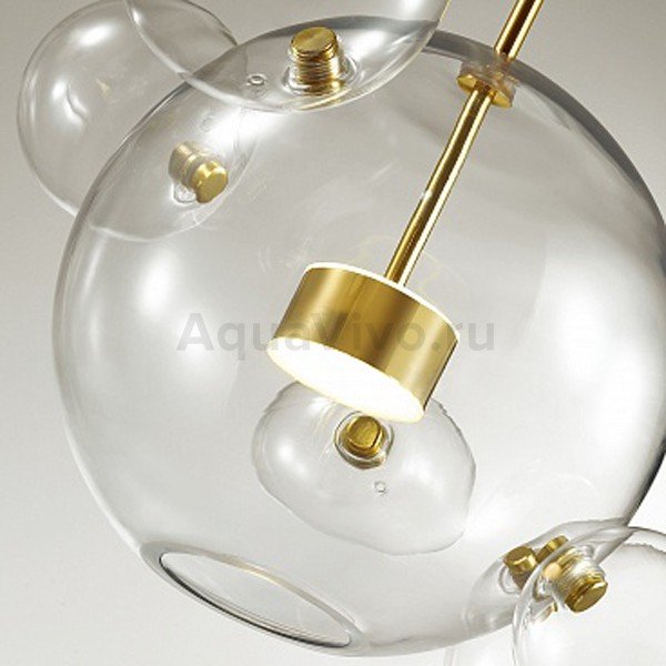 Подвесной светильник Odeon Light Bubbles 4640/12LB, арматура золото, плафон стекло прозрачное, 53х180 см