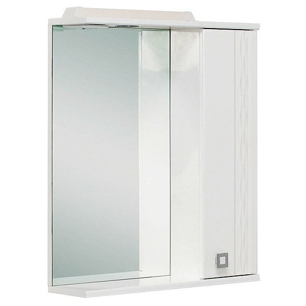 Шкаф-зеркало Оника Лига 52.01, правый, с подсветкой, цвет белый