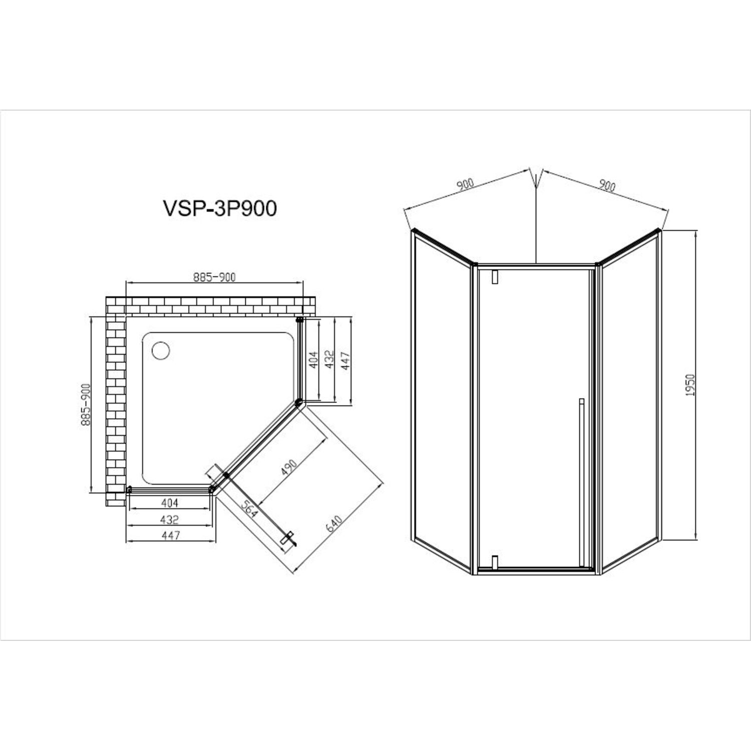 Душевой уголок Vincea Penta VSP-3P 90x90, стекло прозрачное, профиль черный