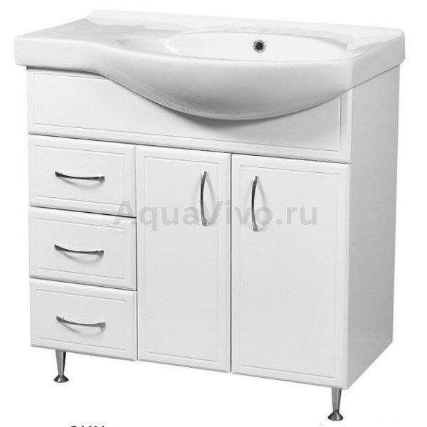 Мебель для ванной Stella Polar Концепт 80, напольная, цвет белый, левая - фото 1