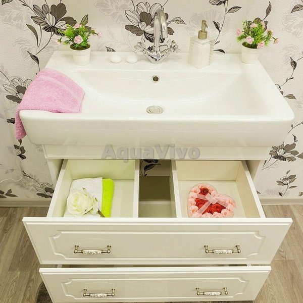 Мебель для ванной Sanflor Ксения 80, цвет белый, подвесная