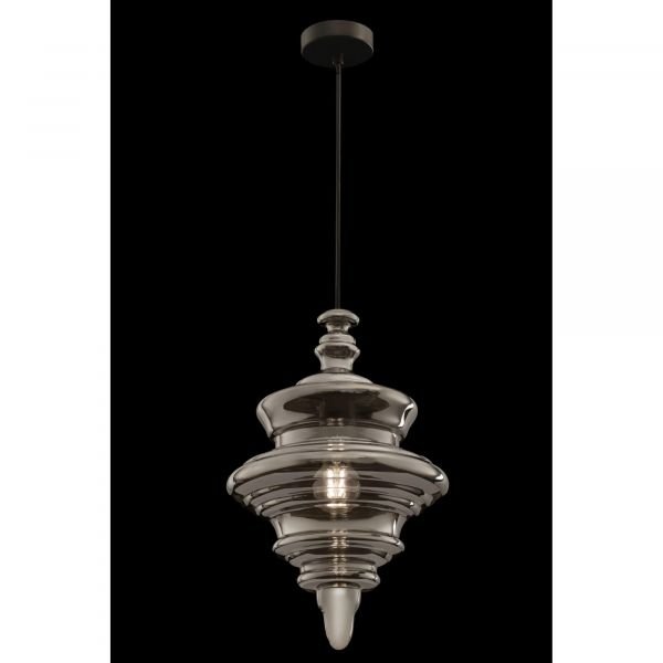 Подвесной светильник Maytoni Trottola P057PL-01B, арматура черная, плафон стекло дымчатое