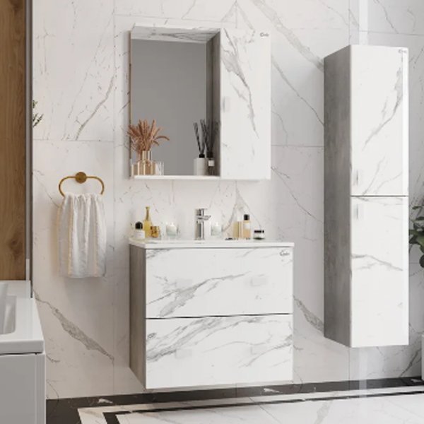 Мебель для ванной Оника Марбл 65.13, цвет мрамор / камень бетонный