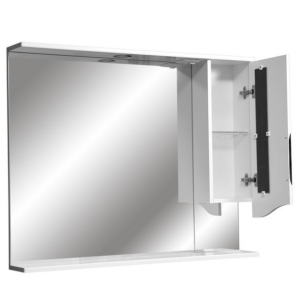 Шкаф-зеркало Stella Polar Сильва 100/С, правый, с подсветкой, цвет белый