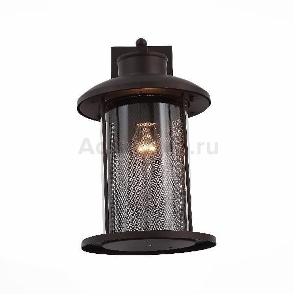 Уличный настенный светильник ST Luce Lastero SL080.401.01, арматура металл, цвет ккоричневый, плафон стекло, металл, цвет прозрачный, коричневый