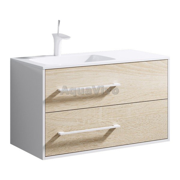 Мебель для ванной Aqwella Майами 90, цвет белый/дуб сонома, левая