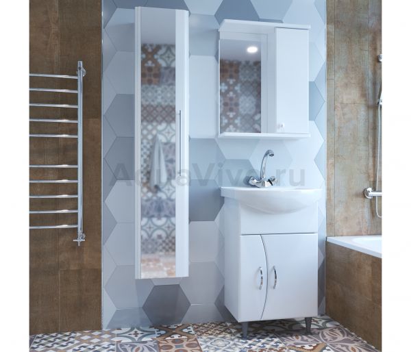 Шкаф-зеркало Mixline Норд 55x70, правый, цвет белый - фото 1