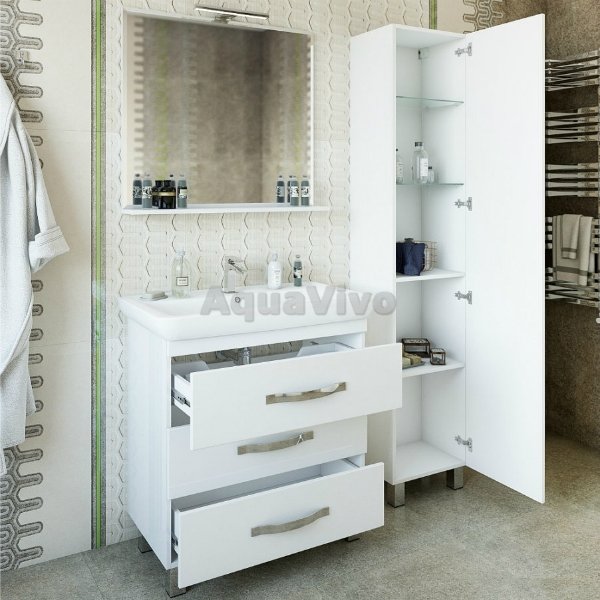 Мебель для ванной Sanflor Одри 70/2, напольная, цвет белый - фото 1