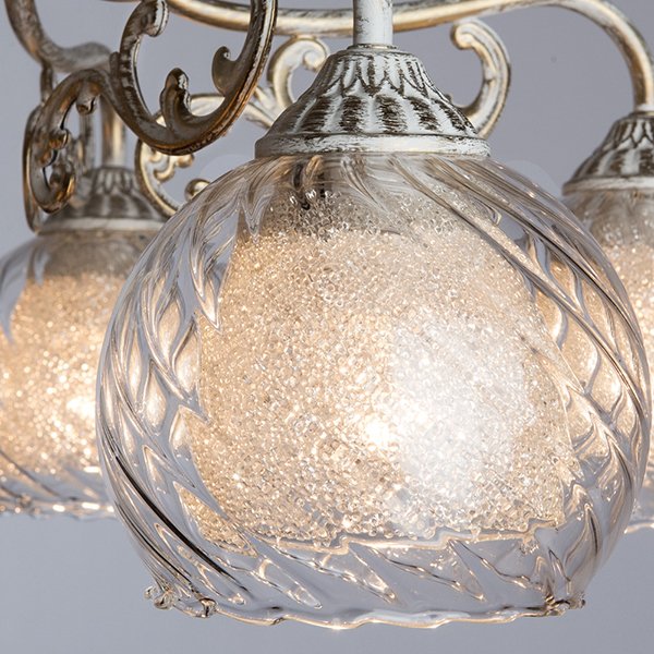 Потолочная люстра Arte Lamp Charlotte A7062PL-5WG, арматура золото / белый, плафоны стекло / хрусталь прозрачный, 60х60 см - фото 1