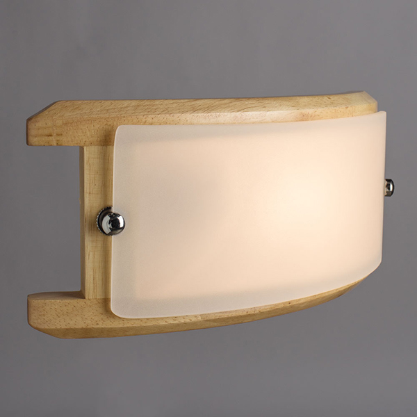 Настенный светильник Arte Lamp Archimede A6460AP-1BR, арматура бежевая / хром, плафон стекло белое, 26х12 см