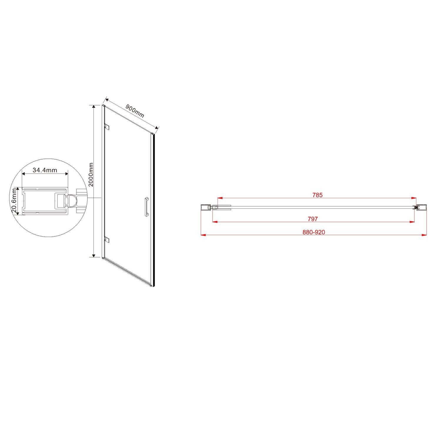 Душевая дверь Vincea Flex VDP-1F 90x200, стекло прозрачное, профиль черный - фото 1